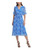 DKNY Womens Blue Zippered Ruffled Tie Belt Printed Flutter Sleeve Surplice Neckline Midi Wear to Work Sheath Dress 2