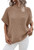 Viottiset Women's Oversized Batwing Sleeve Mock Neck Sweater Vest Sleeveless Pullover Knit Sweaters Khaki M
