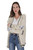 ebossy Women's Open Front Stars Embroideried Cable Knit Cardigans Button Down Sweater Outwear (S, Beige)