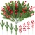 Ceenna 100 Pcs Christmas Artificial Pine Needles Branches Red Berry Stems Fake Greenery Pine Picks Christmas Holly Red Berry Picks for DIY Wreath Garland Xmas Tree Decoration Craft (Classic Style)