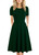 Women's Elegant Vintage Cotton Casual Floral Print Work Party A-Line Swing Dress with Pockets 162 (XXL, Green)