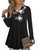 Bebonnie Tunic Tops to Wear with Leggings,Womens Top Dressy Casual Fall Winter Sweaters Long Sleeve Lapel V Neck Cotton Warm Swing Pullover Sweatshirt Work Business Blouse Tops Black White 3XL