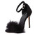 MMJULY Women's Open Toe Ankle Strap Fluffy Feather Stiletto High Heel Dress Sandal Black US 8