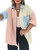 Eytino Womens Plus Size Long Sleeve Button Down Shirts Oversized Boyfriend Shirt Colorblock Blouses Tops, Pink 2X