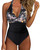 SUUKSESS Women Sexy Tummy Control One Piece Swimsuits Halter Push Up Monokini Bathing Suits (Retro Floral Black, L)