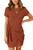 MEROKEETY Women's Short Sleeve Crew Neck T Shirt Dress Tie Waist Ruched Bodycon Mini Dress, Rust, M MEROKEETY Women's Short Sleeve Crew Neck T Shirt Dress Tie Waist Ruched Bodycon Mini Dress, Rust, M