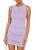 BTFBM Women Sleeveless Bodycon Ruched Short Dress Side Drawstring Solid Crew Neck Casual Summer Tank Shirt Mini Dresses (Purple, Small)