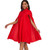 AOMEI Women's Stand Collar Pleated Cape Sleeve Loose Knee Length Dress Plus Size(Red,M)