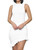 LYANER Women's Satin Ruched Asymmetric Hem Crew Neck Bodycon Sleeveless Mini Dress White Medium