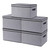 YheenLf Fabric Storage boxes,Storage Baskets for Shelves with Lids, Fabric Storage Bins with Handles, Decorative Linen Closet Organizers Boxes, Small, Gray, 5-Pack