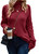 PRETTYGARDEN Womens 2023 Fall Fashion Pullover Sweaters Turtleneck Long Sleeve Cable Knit Sweater Casual Chunky Jumper Tops (Wine Red,Large)