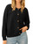 DEEP SELF Black Cardigan for Women Open Front Long Sleeve Button Down Lightweight Cardigans Loose Knit Outwear