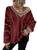AlvaQ Women's Long Sleeve V Neck Striped Color Block Comfy Loose Oversized Knitted Pullover Sweater Plus Size Red 1X