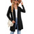 Womens Casual Button Lightweight Long Sleeve Cardigan Soft Drape Open Front Fall Dusters Black
