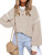 Fall Sweaters for Women 2023 Trendy Long Sleeve Oversized Pullover Sweaters Color Block Crew Neck Knit Tops A Apricot