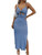 LYANER Women's Tie Knot Cut Out Side Split Hem Sleeveless Knit Bodycon Maxi Dress Blue Medium