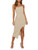 LYANER Women's Spaghetti Straps Split Slit Hem Sleeveless Zipper Bodycon Midi Dress Beige Small