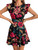 Floerns Women's V Back Inslace Layered Ruffle Hem Flutter Sleeve Dress Black Flower XS