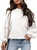AlvaQ Cropped Sweaters for Women Winter Drop Shoulder Cable Knit Pullover Sweaters Long Sleeve Ribbed Cuffs Round Neck Knit Tops White Medium