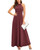 STYLEWORD Women's 2023 Summer Cocktail Elegant Evening Party Halter Neck Maxi Long Formal Dresses(Dark Red,XL)