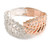 Avalaya Statement Double Leaf Clear Crystal Hinged Bangle Bracelet in Silver/Rose Gold Tone - 17cm Long