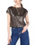 Bar III Cropped Sequin Short-Sleeve Top Rust Copper Size Medium