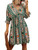 Romwe Women's Boho Floral Print Short Sleeve V Neck Tie Back Summer Shift Dress Green Floral Print M Romwe Women's Boho Floral Print Short Sleeve V Neck Tie Back Summer Shift Dress Green Floral Print M