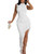 BEAGIMEG Women's Sexy Ruched Sleeveless Asymmetrical Ruffles Elegant Cocktail Evening Party Maxi Dress White