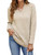 Bluetime Women Solid Pullover Tops Sexy V Neck Casual Sweater Oversized Knitted Long Sleeve Fall Sweaters (S, Khaki)