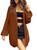 Sidefeel Women 2023 Fall Winter Open Front Oversized Lantern Sleeve Cardigan Outwear Chunky Knit Sweater Medium Brown