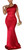 FairyLove Women's Fashion Ruched Bodycon Dress Sleeveless One Shoulder Wrap Satin Belted Cocktail Midi Dresses Red