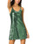 Allegra K Women's Glitter Sequin Dress V Neck Spaghetti Strap Halloween Mini Party Dress Clubwear Small Dark Green