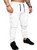 JMIERR Man Fashion Cargo Pants - Casual Cotton Tapered Stretch Twill Chino Athletic Joggers Sweatpants Drawstring Hiking Workout Trousers with Pockets for Men,US 36(L),A White