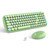 MOFII Wireless Keyboard and Mouse Combo, 2.4G Retro Typewriter Wireless Keyboard with Number Pad and Optical Ambidextrous Wireless Mouse for PC/Computer/Laptop/Desktop/Note/Mac (Green Colorful)