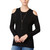 bar III Womens Cold Shoulder Pullover Sweater, Black, X-Small