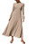 Rooscier Women's Ruffle Long Sleeve Empire Waist A Line Swing Flowy Long Maxi Dress Beige Medium