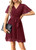 Maroway Women Ruffle Sleeve Wedding Guest Short Dresses Wrap V Neck Formal Dresses Evening Party Cocktail Mini Dress Red Small