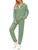 AUXDIO Jogging Suits for Women 2 Piece Set Long Sleeve Zip Up Hoodie Sweatshirt Casual Sweatsuits Workout Wear Green XXL