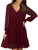 FAMITION Long Sleeve Dresses for Women: Swiss Dot Flowy V Neck Wine Red Sheer Sleeves Shift Dress Casual Ruffle Short Swing Chiffon Mini Dresses Size M FAMITION Long Sleeve Dresses for Women: Swiss Dot Flowy V Neck Wine Red Sheer Sleeves Shift Dress Casual Ruffle Short Swing Chiffon Mini Dresses Size M