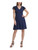 DKNY Womens Navy Textured Zippered Flutter Sleeve V Neck Above The Knee Wear to Work Shift Dress 14