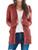 PRETTYGARDEN Women's Open Front Cardigan Sweaters Fashion Button Down Cable Knit Chunky Outwear Coats (Red,Large)