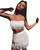 Womens Sexy 2 Piece Outfits Sleeveless Crop Top Feather Tassels Bodycon Mini Dress Outfits Clubwear White S
