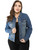 Agnes Orinda Women's Plus Size Classic Washed Front Frayed Denim Jacket 5X Blue