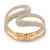 Avalaya Clear Crystal Double Loop Hinged Bangle In Gold Plating - up to 20cm L