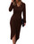SHIBEVER Women's Long Sleeve Dress: Midi Casual V Neck Dresses Twist Front Waist Ribbed Knit Bodycon Slit Cocktail Party Dress Coffee M SHIBEVER Women's Long Sleeve Dress: Midi Casual V Neck Dresses Twist Front Waist Ribbed Knit Bodycon Slit Cocktail Party Dress Coffee M