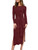 Caracilia Women's 2023 Midi Sweater Dress Crew Neck Long Sleeve Elegant Side Slit Tie Waist Bodycon Ribbed Knit Long Dresses Warm Fall Winter Casual Clothes B623-jiuhong-M Burgundy