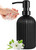 13.5 Oz Black Glass Soap Dispenser, Matte Kitchen Bathroom Countertop Soap Dispensers with Stainless Steel Pump, Refillable Liquid Hand Dish Soap Dispenser, Lotion Soap Dispenser Bottle