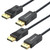 DteeDck Display Port Cable 6ft 2 Pack, DP DisplayPort Cable 1.2 [4K@60Hz, 2K@165Hz, 2K@144Hz] High Speed Cord for Monitor Compatible with Lenovo Dell HP ASUS