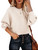 Langwyqu Womens Oversized Crewneck Sweatshirt Batwing Long Sleeve Fall Knitted Casual Loose Pullover Sweater Tops White