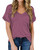 HNGHOU Womens Short Sleeve Blouse Shirts Tops Casual Loose Solid V Neck Tunic Tee Tops (Maroon, 2X-Large)